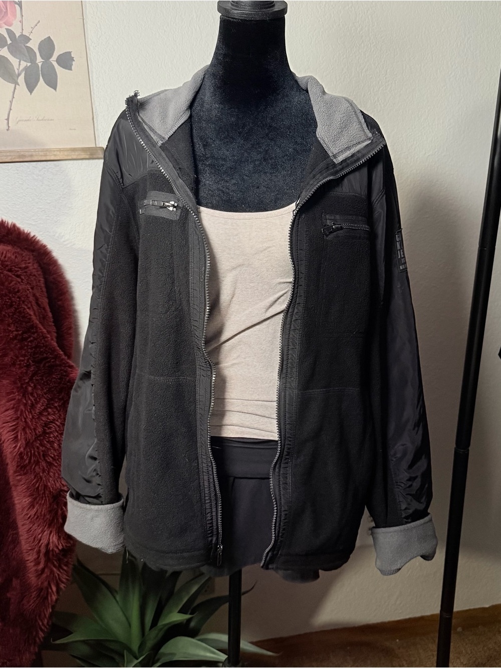 Calvin Klein Black Fleece Zip-Up Jacket